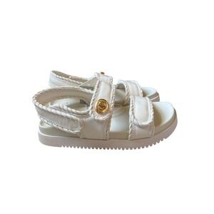 A New Day Tilly Platform Sandals Off White Braided Gold Turn Lock Womens 6 NEW